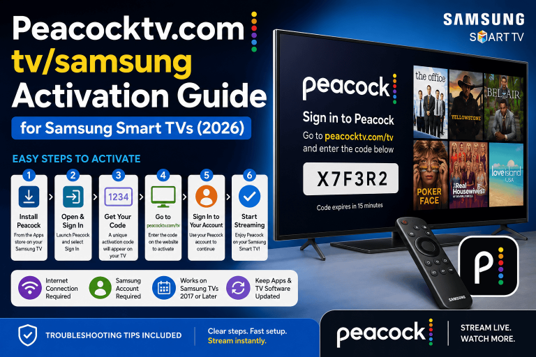 Peacocktv.com tv/samsung Activation Guide for Samsung Smart TVs (2026)